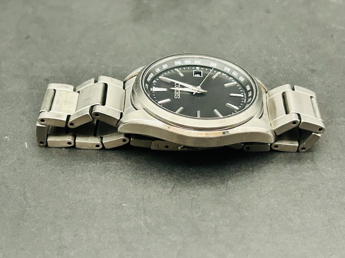 Exc+5] 1 Day Shipping SEIKO solar 7B75-0AA0 Black Men's Japan | eBay
