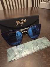MAUI JIM WOOD ROSE MJ 870-03 NAVY SILVER BLUE HAWAII POLARIZED SUNGLASSES NEW