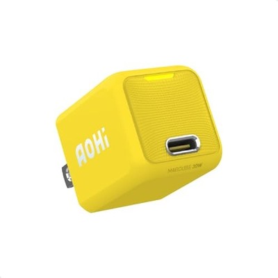 AOHI Type-C 30W Charger PD/PSE Certified iPhone Smartphone Fast Charge Yellow