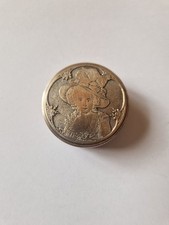Antike Pillen, Puder, Schmuck dose Versilbert Kupfer Mit Frauenportrait/b&uuml;&szlig;te