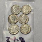 Lot of 6 Roosevelt Dimes 1/10 Dollar .900 Silver random dates 2-1-8