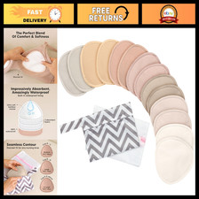 Reusable Organic Nursing Pads - 14 Washable Breastfeeding Pads, Soft Absorbent