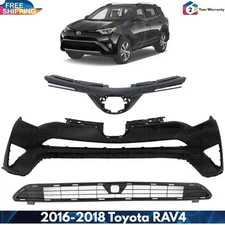 Front Bumper Cover Fascia Paintable & Grille Assembly For 2016-2018 Toyota RAV4