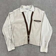 Vintage 50s Penneys Towncraft Gabardine Button Up Shirt Jac Mens M Rockabilly