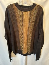 Vintage Tosani Canada Size XL Knit Sweater Brown Tan Ombre Vertical Stripes