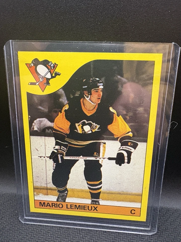Mario Lemieux 1985-86 O-Pee-Chee Box Bottom Hand-Cut Rookie RC #1 Hockey Peguins - Image 2 of 4