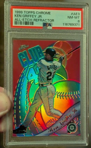1999 Topps Chrome All Etch Refractor Ken Griffey Jr #AE3 PSA 8 RARE SP The Kid!!