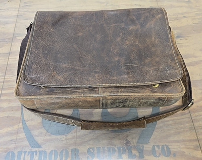 Unbranded Distressed Brown Leather Messenger Bag 18''x14''x3.5''