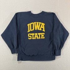 Vintage 80s Iowa State Champion Reverse Weave Sweatshirt Sz L Navy Crewneck USA