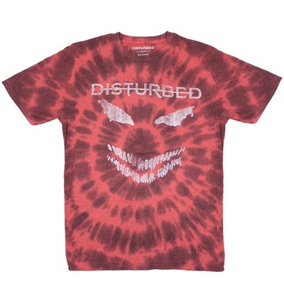 Men's Disturbed Scary Face (Dip-Dye) Tie Dye T-shirt Small Red
