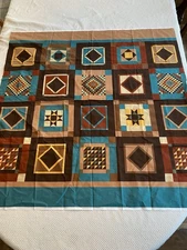 43”x43” Cotton w/20 Quilt Squares Tex-Mex Colors Joan Kessler Concord Fabrics