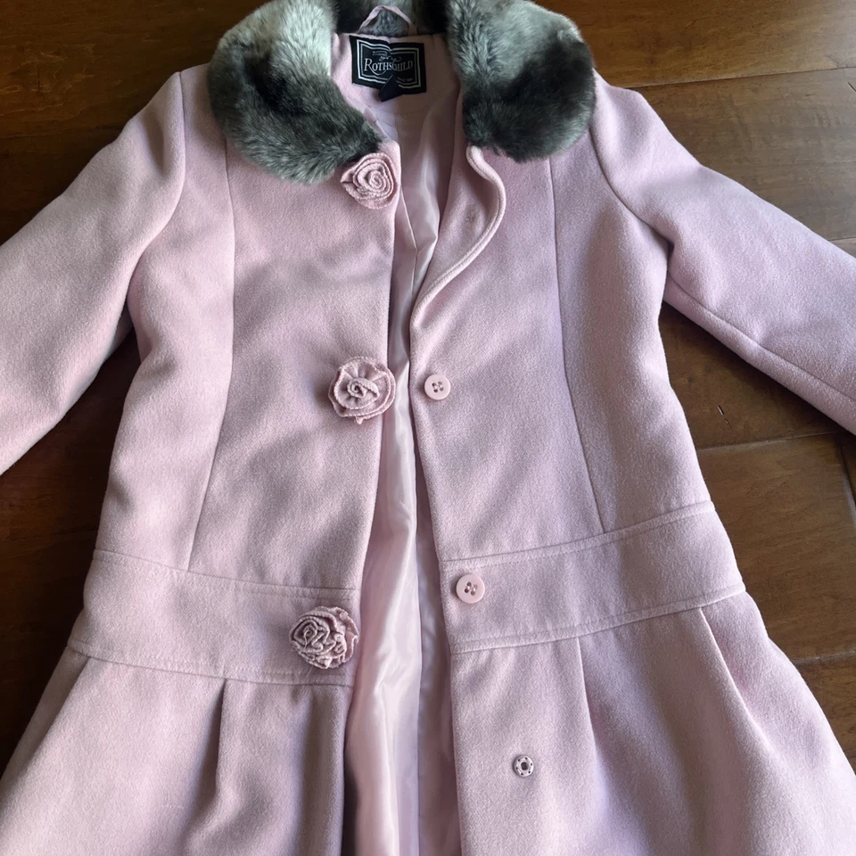 Rosetas plisadas lavanda Rothschild para niñas bolsillos talla 6X cuello de piel sintética Foto 2 de 4