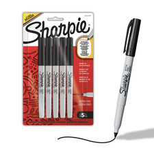 Sharpie Extra Fine Permanent Marker 0.4mm Water  Fade-Proof Ink Black 5 Count