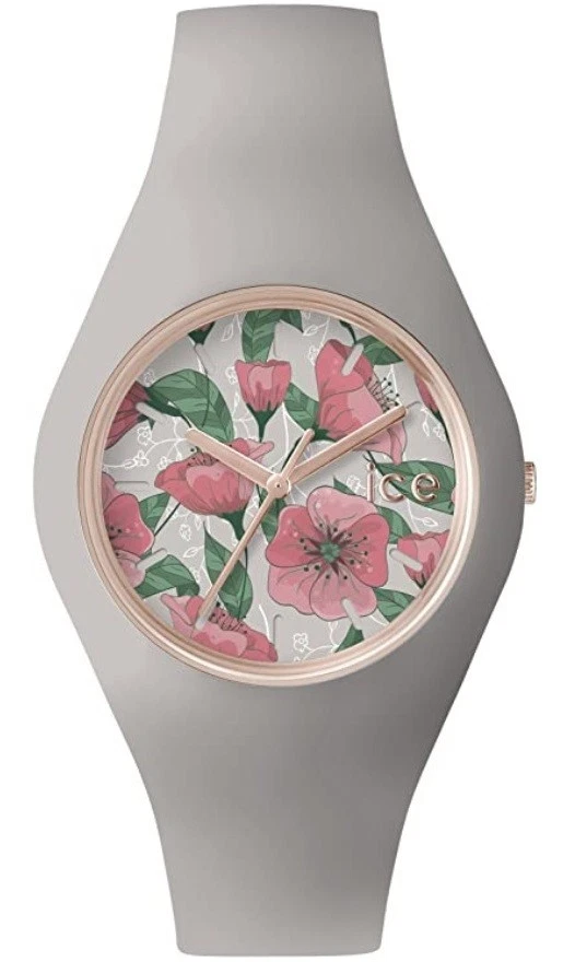 Ice-Watch ICE flower Romance Medium grey Damenuhr neu Silikon grau Blumen M14 - Bild 1 von 1