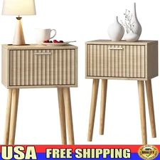 Minimalist Nightstand Set of 2 Multifunctional Bedside Table Storage Solution US