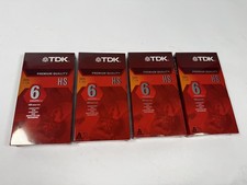 TDK HS T-120 VHS Premium Quality 6Hr Blank Video Tapes Lot 4 New Sealed EP
