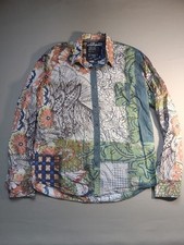 Desigual Men's Patchwork Shirt Long Sleeve Coton Multi Color Graphic Regular Fit