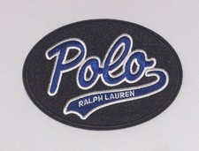 POLO RALPH LAUREN Oval Cursive Polo Logo 3M Embroidered Stick On Patch, NEW