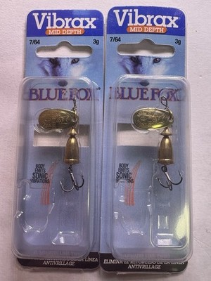 Blue Fox Vibrax Mid Depth Gold Spinner Lure 3g Brass Stainless Steel 2 Pack