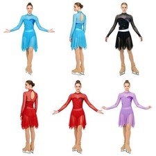 Women Ballerina Dancing Dress Competition Skirted Modern With Rhinestones Stage
