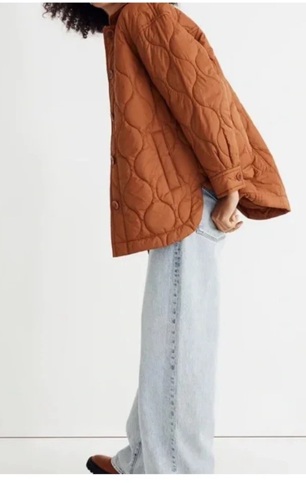 Madewell воздуха Puff выстеганная рубашка куртка теплый кофе ржавчины оранжевый XL новый с Ярлыками пальто - Изображение 4 из 4