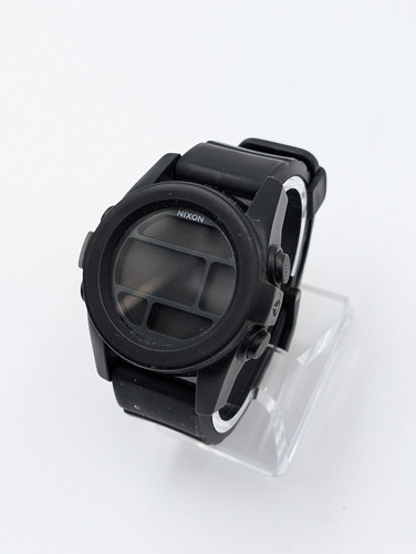 NIXON THE UNIT Quartz Men's Watch Black Dial Digital Rubber Band Black-Untested!