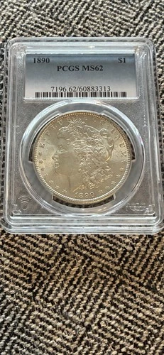 1890 Morgan 90% Silver Dollar Uncirculated Coin PCGS Certified MS62