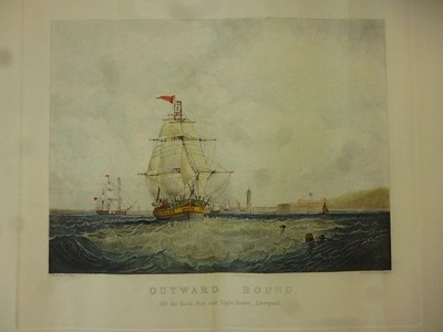 Orig. Farblithographie: Outward Bound. Off the Rock Fort and Light-House Liverpo