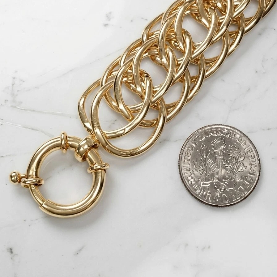 Bellezza Bronze Yellow Gold Plated Bold Chunky Statement Chain Link Bracelet 8" - product detail image 4