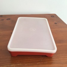 Vintage Tupperware Paprika Red Bacon Keeper 1292-5