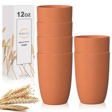 Wheat Straw Cups 6 PCS Good Alternative to Plastic Reusable Cups 12 oz Unbrea...