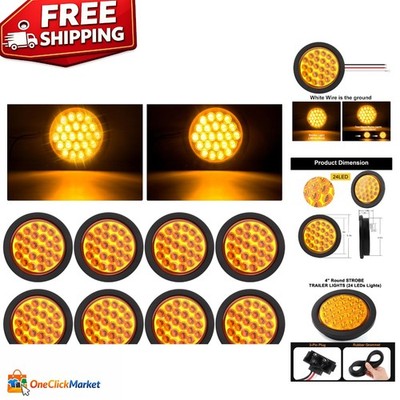 Universal 8-Pack 4'' Amber Strobe LEDs with Grommets - Bright Vehicle Lighting