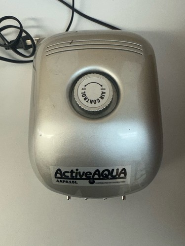 Hydrofarm AAPA15L Active Aqua, 4 Outlets, 6W, 15 L/Min Air Pump, Silver
