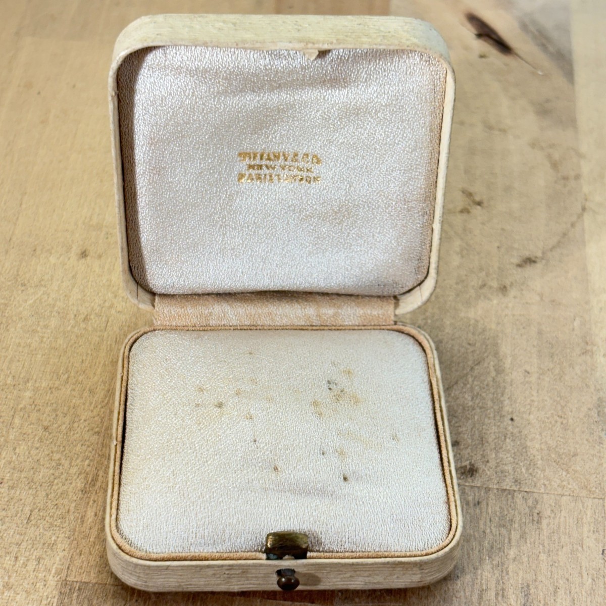 Antique Tiffany & Co White Leather Jewelry Presentation Box