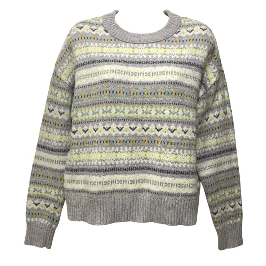 Suéter American Eagle Fair Isle Gris Amarillo Tejido Pullover Mujer’s M Acogedor Foto 2 de 4