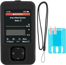 Dexcom G7 Receiver Case with Neck Lanyard and 2PCS Screen Protector Black 