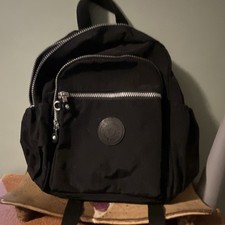 Kipling Black Backpack Silver Zip Logo Patch ...