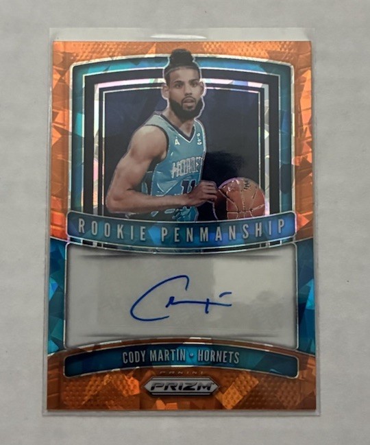 2019-20 Prizm Cody Martin Rookie Penmanship Prizm Orange Ice RC Auto #RP-CMT