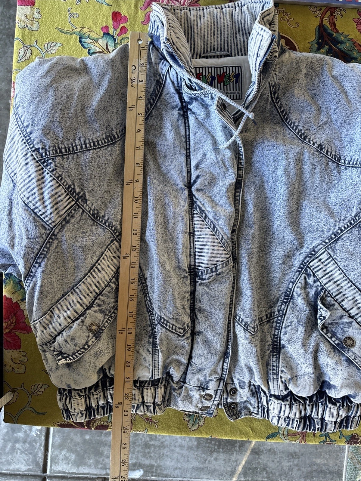 VTG! East West Med Acid Wash Denim Quilted Jacket 80’s 90’s Retro MINT! image 11