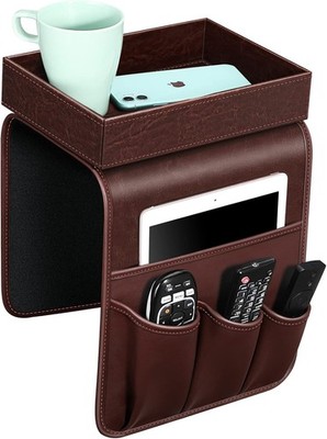 SITHON Sofa Remote Control Holder with Detachable Tray - [Non Slip] PU Leather C
