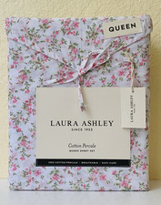 Laura Ashley QUEEN Sheet Set 100 Cotton Percale Floral Dianes Ditsy Pink New