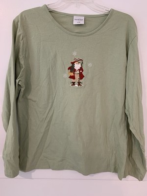 Decorated Originals XL  Long Sleeve Shirt W/Santa Design Light Green