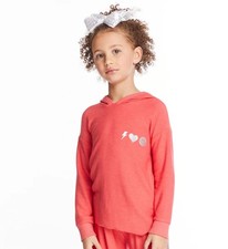 Chaser I Love Smiles Sweatshirt Girls Sz 14 Pullover Hoodie Coral Pink NWT