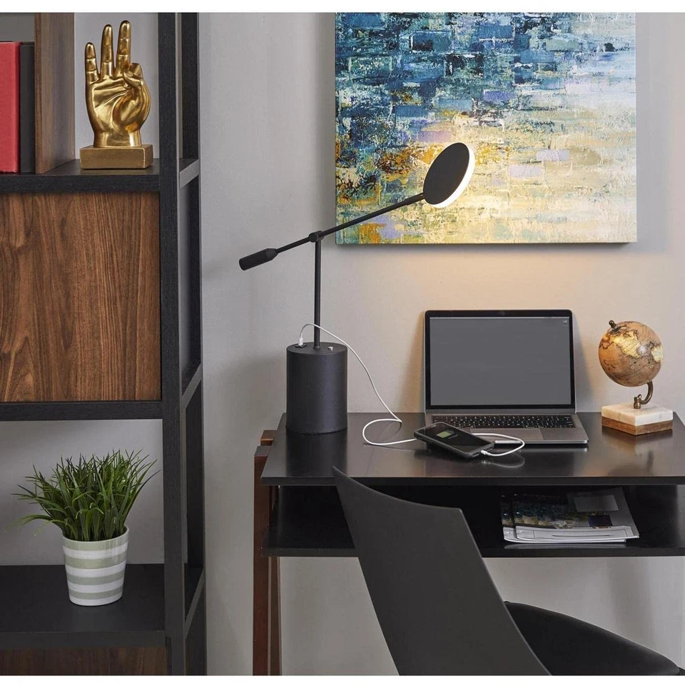 Lámpara de escritorio LED moderna contemporánea Home 2150-01 de Grover Collection en negro... Foto 2 de 4