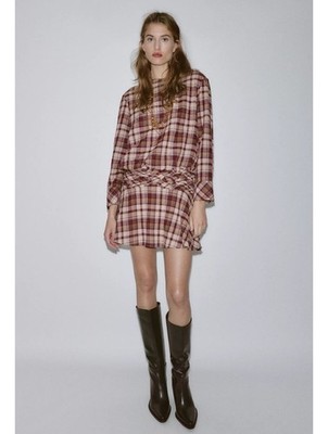 knee length dresses for ladies Zara Blue and White Plaid Mini Dress Size XS – Threndzs main image 1