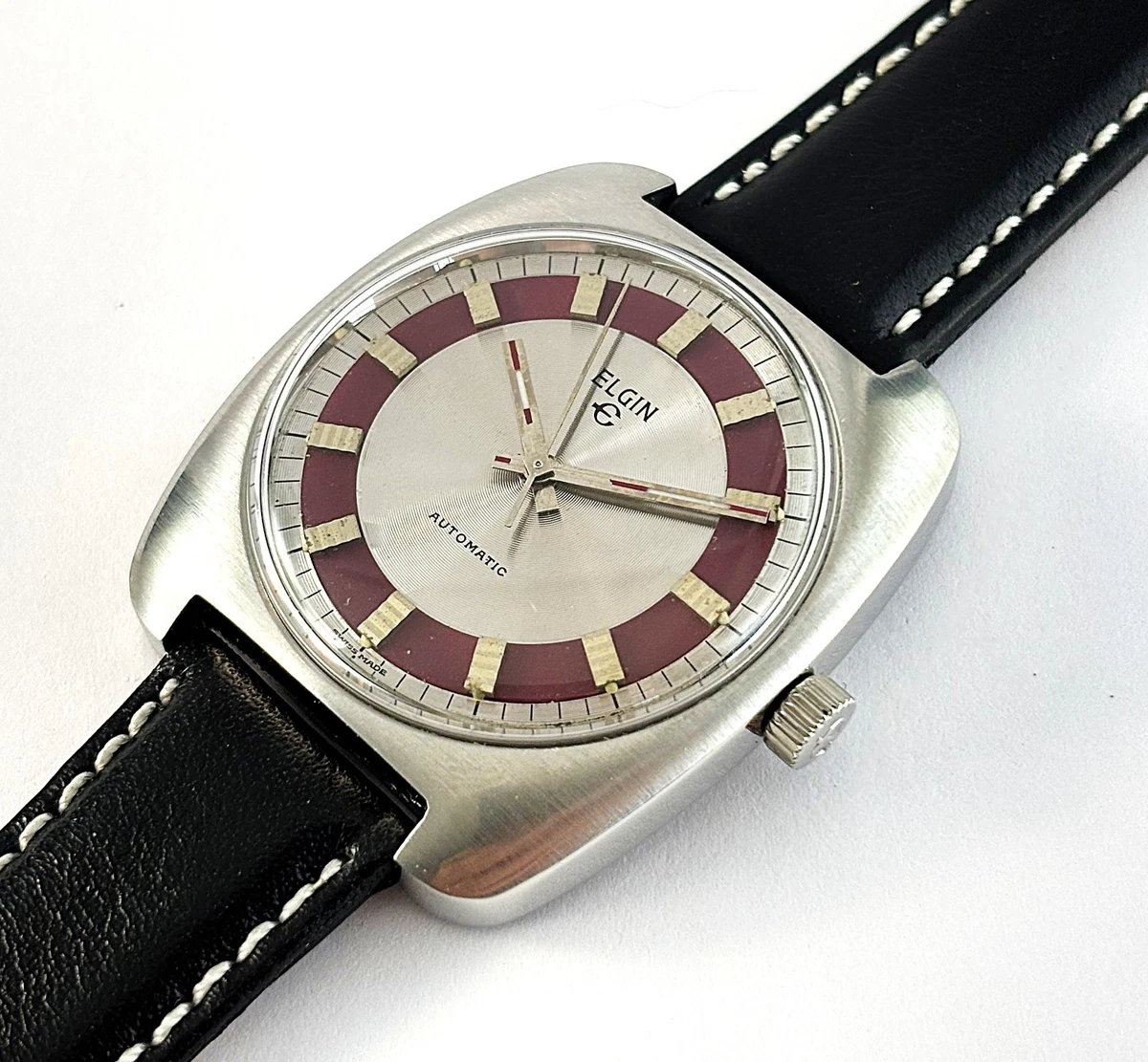 Vintage 33.5mm Elgin 4821 Men\'s Automatic Wristwatch 793 Swiss Stainless Steel Elgin Watches For Sale | Watch Works Wichita – Page 3 main image 2