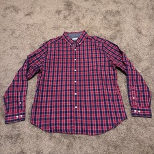 Nautica Shirt Mens XL Red Plaid Check Long Sleeve Button Down Pocket Logo