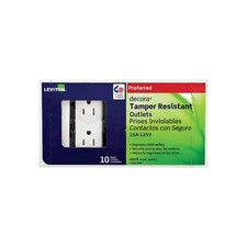 Leviton Decora Grounded Duplex Outlet Receptacle 15A 125V White 10Pk
