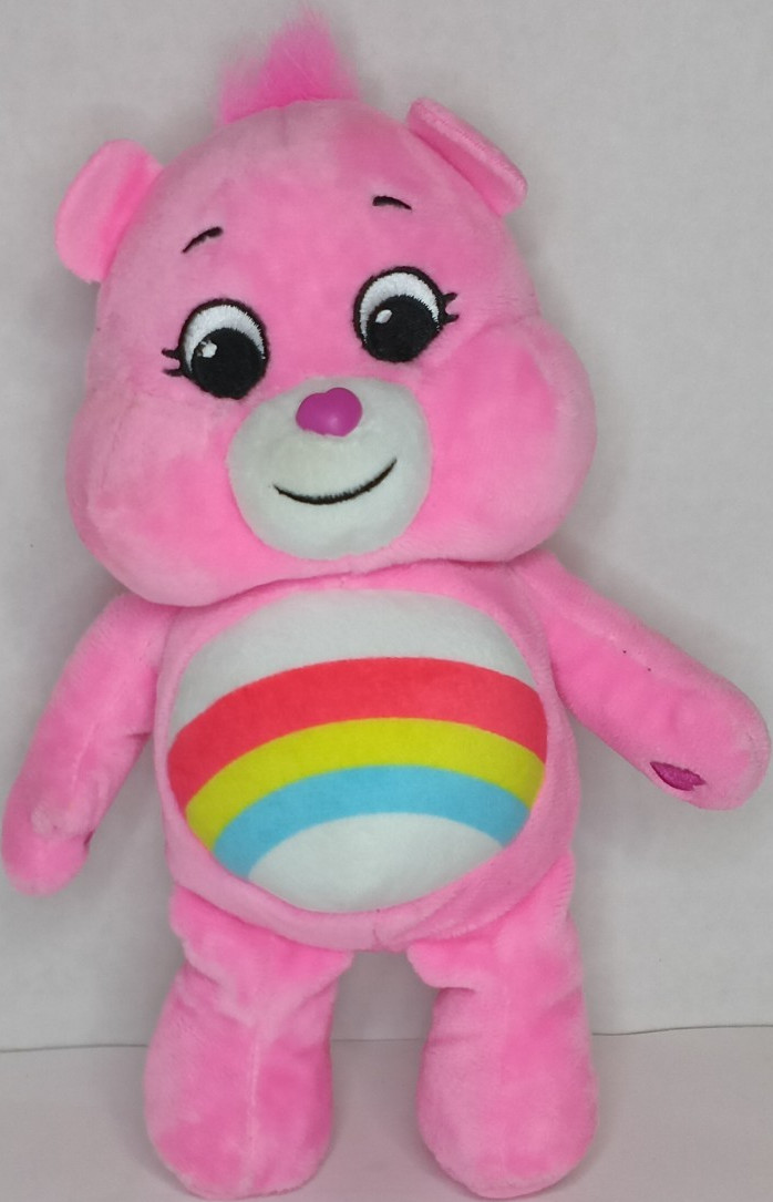 Care Bears Cheer Bear Pink Plush Bear 8in Rainbow Belly 2021 Basic Fun