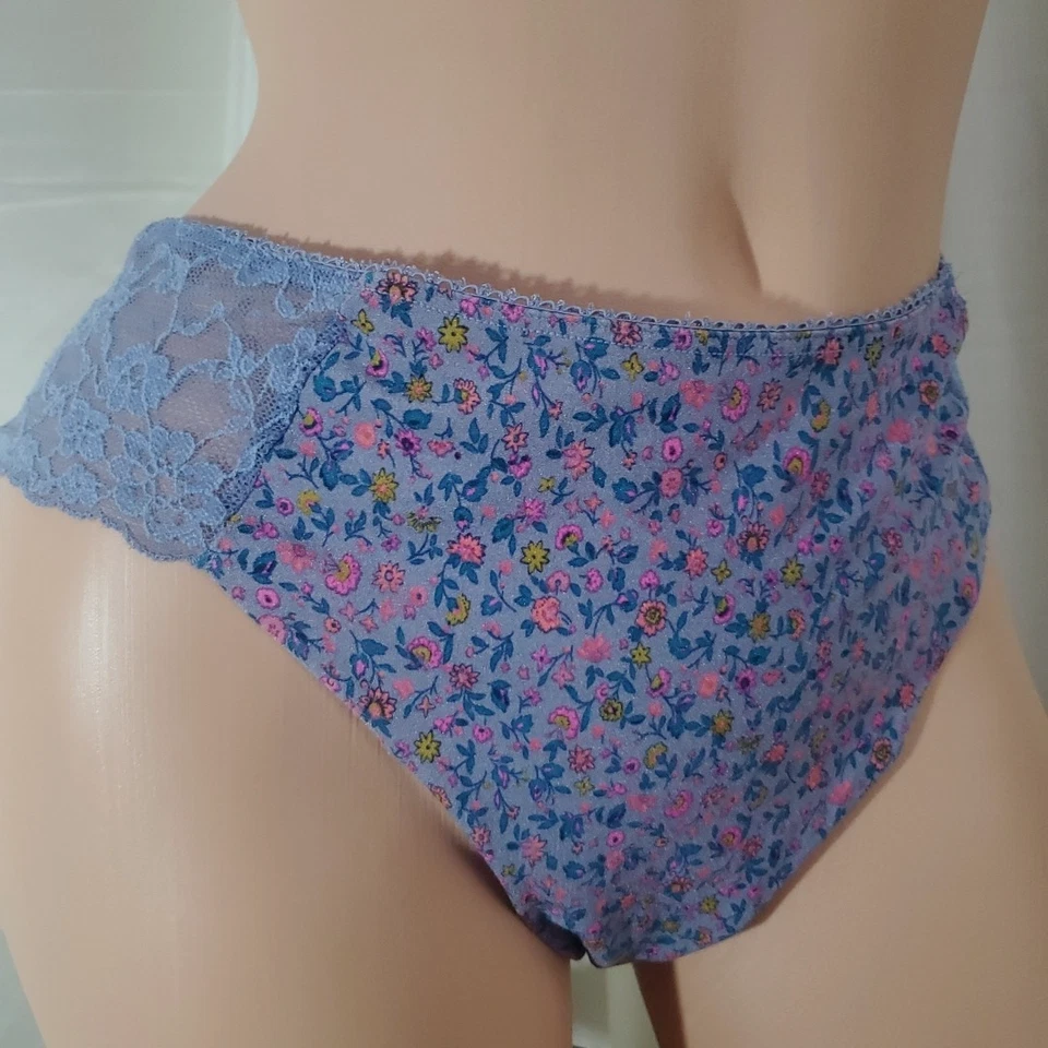 Tanga Panty Vintage Victoria's Secret Púrpura DITSY FLORAL Púrpura Azul Rosa XXL Foto 2 de 4